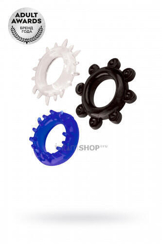 Набор колец Toyfa A-toys, разноцветные (Черный, бесцветный, синий) 