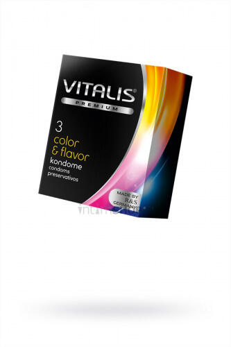 Презервативы Vitalis Premium Color&Flavor цветные ароматизированные, 3 шт (Красный, жёлтый, чёрный) 