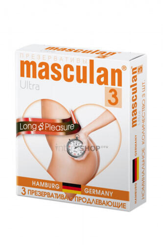 Презервативы Masculan Ultra Long Pleasure продлевающие №3, 3 шт Masculan Play (Нежно-розовый) 