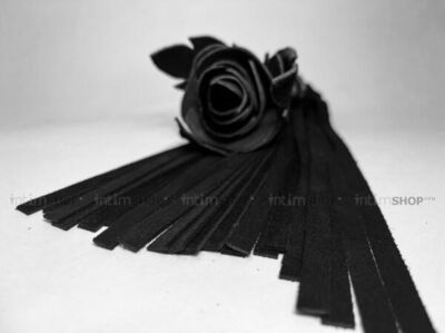 Плеть БДСМ Арсенал Чёрная Лаковая Роза с замшевыми хвостами, 40 см BDSM Arsenal (Черный) 