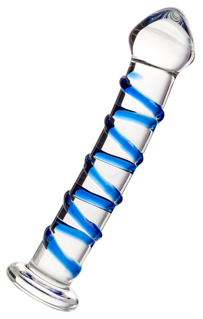 Фаллоимитатор Sexus Glass изогнутый, прозрачный (прозрачный; синий) 