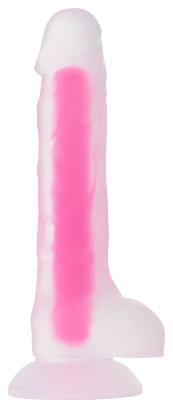 Прозрачно-розовый фаллоимитатор, светящийся в темноте, Tony Glow 20 см TOYFA (розовый; прозрачный) 