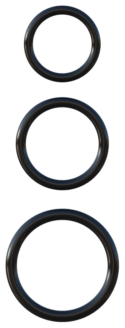 Набор из трех черных эрекционных колец Silicone 3-Ring Stamina Set Pipedream 44939-SM (черный) 