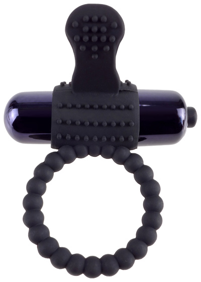 Черное эрекционное виброкольцо Vibrating Silicone Super Ring Pipedream 138626-SM (фиолетовый) 