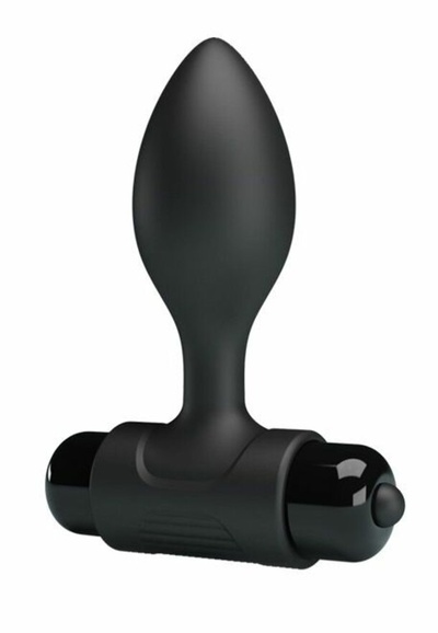 Черная анальная пробка с мощной вибрацией Vibra 8,6 см Baile (черный) 