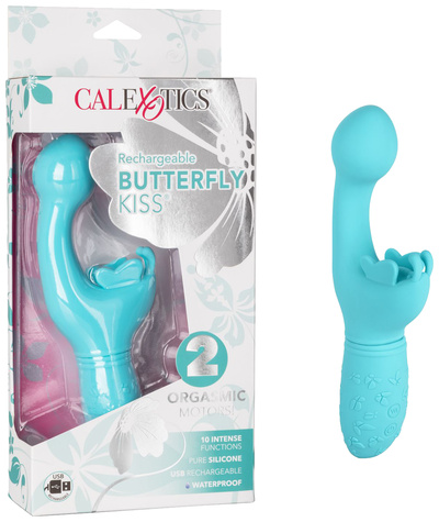 Голубой вибратор-кролик Rechargeable Butterfly Kiss California Exotic Novelties 