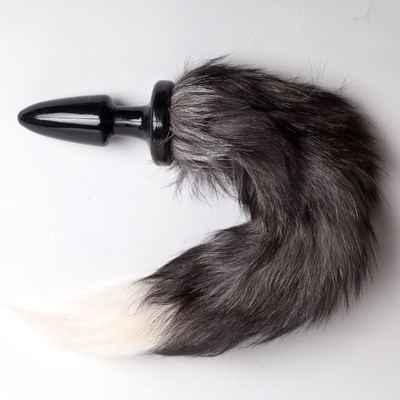 Анальная пробка с хвостом Luxurious Tail Silver Fox (черный) 