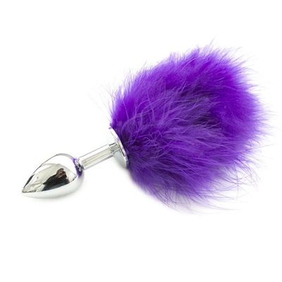 Металлическая пробка с фиолетовым хвостиком, ?3.0 см Luxurious Tail (серебристый; фиолетовый) 