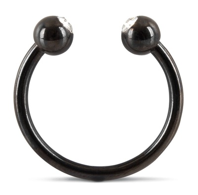Черное металлическое кольцо под головку со стразами Glans Ring Orion (серебристый) 