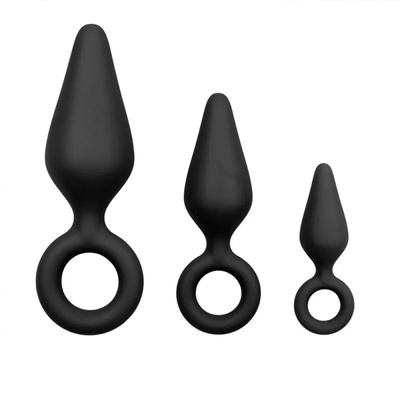 Набор анальных пробок Easytoys Black Buttplugs, черные (Черный) 