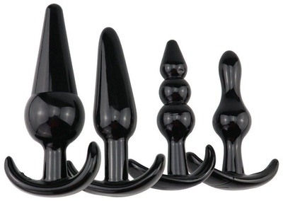 Пробка анальная MMG Sex Toys Pluganale Set чёрная, 4 шт (черный) 