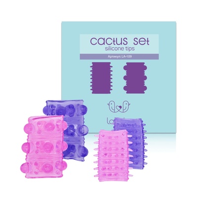 Набор из силиконовых насадок на пенис Laliola LA-109 4 шт. Cactus Set (разноцветный) 