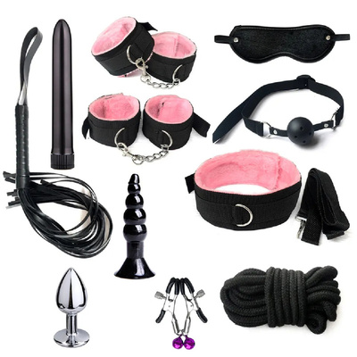Набор БДСМ LOLITOP 12 предметов черно-розовый (черный) 