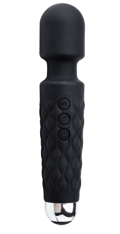 Черный перезаряжаемый wand-вибратор - 20,5 см. Devi 