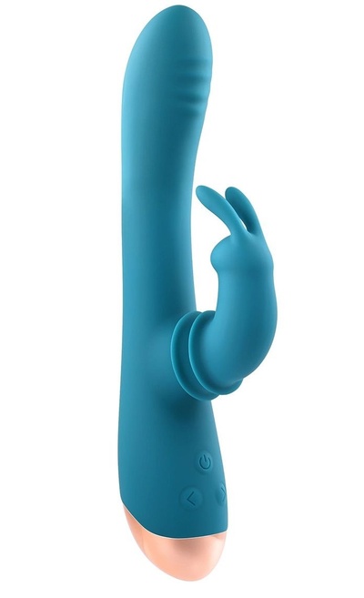 Голубой вибростимулятор-кролик Shimmy and Shake - 22,35 см. Adam & Eve 