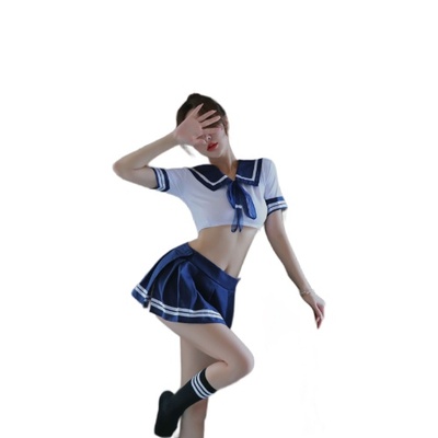 Костюм школьницы для ролевых игр Mr. Sun р-р onesize черный maid (белый; синий) 