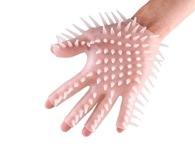 Прозрачная перчатка с рельефом для мастурбации Brazzers (прозрачный) 