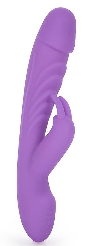 Фиолетовый вибромассажер-кролик с 10 режимами вибрации - 24 см. A-LOVING 