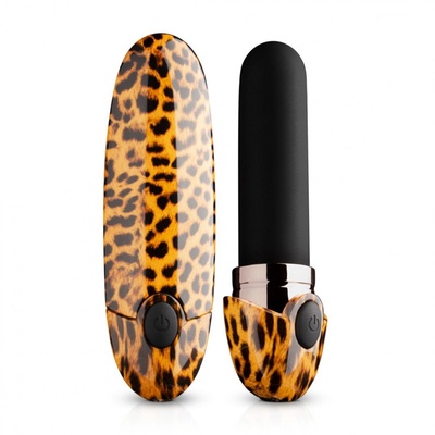 Леопардовый вибромассажер-помада Asha Lipstick Vibrator - 10 см. EDC 