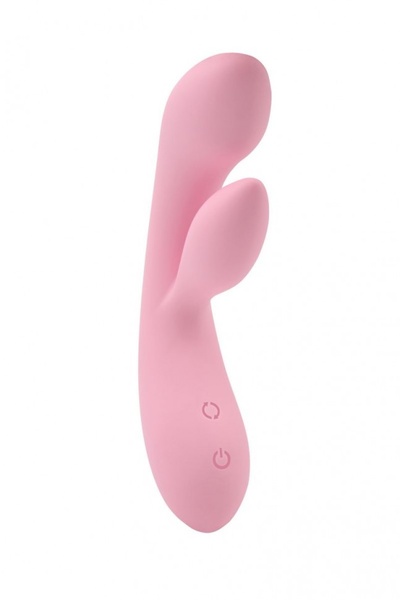 Нежно-розовый вибратор Dual Fulfill Bunny с клиторальным стимулятором - 20,5 см. Chisa 