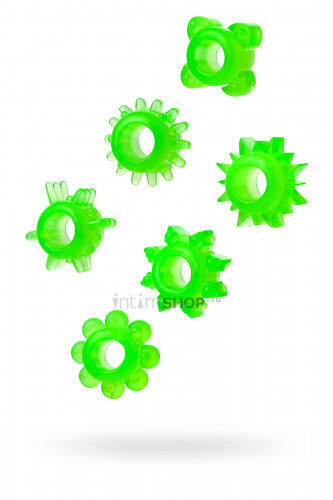Набор колец на пенис Toyfa, зеленые, 6 шт (Зеленый) 