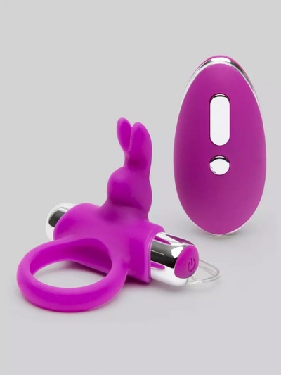 Лиловое виброкольцо с пультом ДУ Remote Control Cock Ring Happy Rabbit (лиловый) 