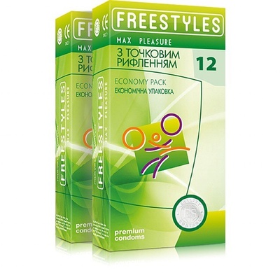 Freestyles Max Pleasure - точечные презервативы, 12 шт. (прозорий) 
