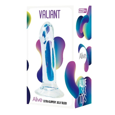 Alive Valiant Jelly Dildo прозрачный фаллоимитатор на присоске, 18х4.5 см 