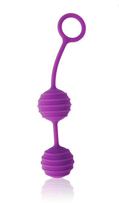 Ребристые шарики вагинальные Cosmo со смещенным центром тяжести, 3.1 см (фиолетовый) 
