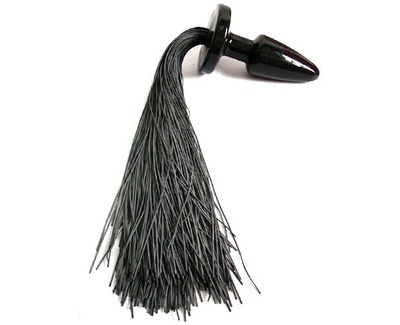 Анальная пробка-конус с хвостом - Luxurious Tail (чёрный) (Черный) 