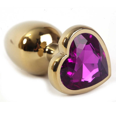 Анальная пробочка с камнем в виде сердечка, 7.5 см (фиолетовый) Luxurious Tail 