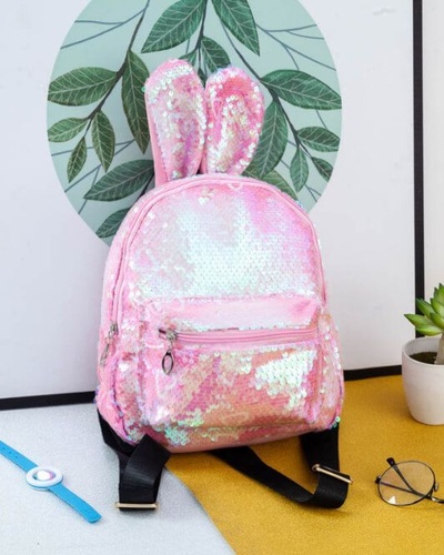 Рюкзак в пайетках с ушками, розовый Pink Rabbit toys 