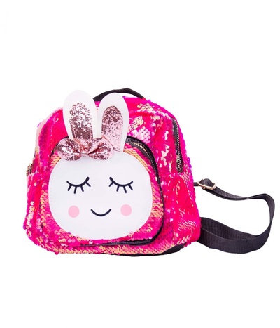 Рюкзак блестящий Зайка с бантиком, розовый Pink Rabbit toys 