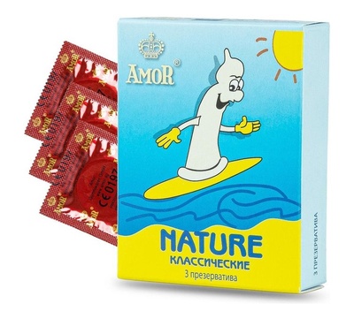 Amor Nature Яркая линия - Классические презервативы, 3 шт (Прозрачный) 