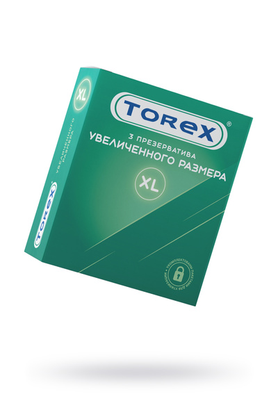 Презервативы Torex, увеличенного размера, латекс, 20 см, 5,6 см, 3 шт. (Прозрачный) 
