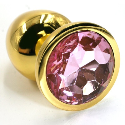 Маленькая алюминиевая анальная пробка Kanikule Small с кристаллом – золотистый со светло-розовым Beauty Brands Limited (Светло-розовый) 