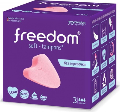 Тампоны женские гигиенические FREEDOM 3 ШТ NORMAL Joy Division (Розовый) 