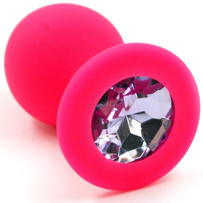 Средняя силиконовая анальная пробка Kanikule Medium с кристаллом – розовый со светло розовым Beauty Brands Limited (Светло-розовый) 