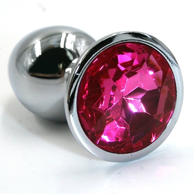 Средняя алюминиевая анальная пробка Kanikule Medium с кристаллом – серебристый с розовым Beauty Brands Limited (Розовый) 