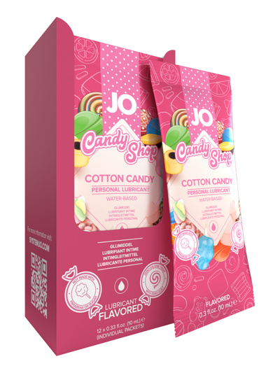 Набор саше вкусовых лубрикантов "Сахарная вата" / Candy Shop Cotton Candy (10 мл*12 штук) JO system 
