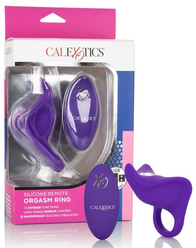 Эрекционное виброкольцо Remote Orgasm Ring с беспроводным пультом – фиолетовый California Exotic Novelties 