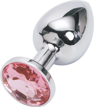 Маленькая анальная пробка Plug Silver с кристаллом – серебристый/розовый Gvibe (ex. FunToys) 