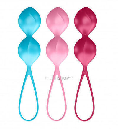 Набор вагинальных шариков Satisfyer V Balls  (красный, розовый, голубой)  