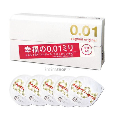Ультратонкие полиуретановые презервативы Sagami Original 0.01, 5 шт (Бесцветный) 