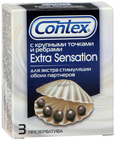 Презервативы Contex №3 Extra Sensation, с крупными точками и ребрами 