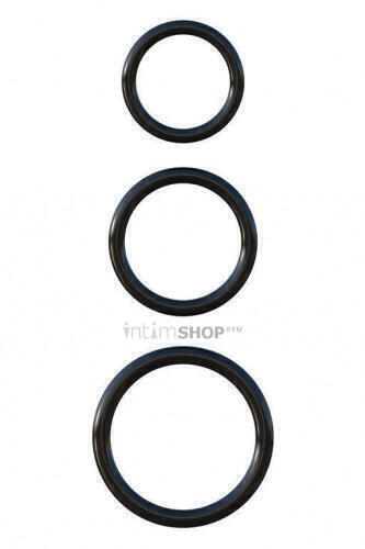 Набор из 3-х эрекционных колец Pipedream 3-Ring Stamina Set, черный (Чёрный.) 