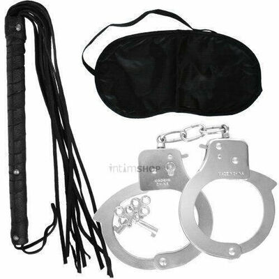 Набор Pipedream Lover's Fantasy Kit: наручники, плетка и маска (черный.) 