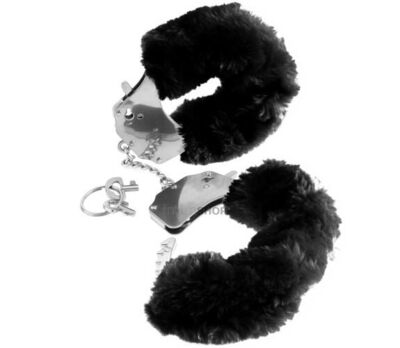 Наручники металлические Pipedream Furry Cuffs с мехом, черные (Черный) 