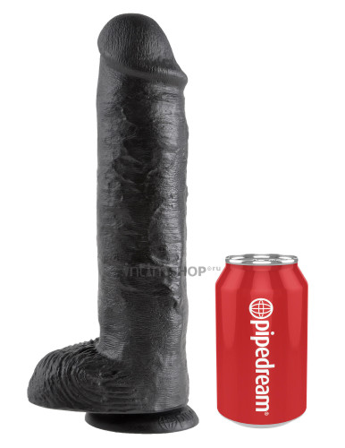 Фаллоимитатор реалистик PipeDream King Cock 22,5 см с мошонкой на присоске, черный (Чёрный) 