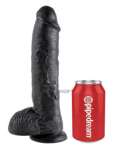 Фаллоимитатор-гигант на присоске с мошонкой Pipedream King Cock 25,4 см, черный (Чёрный) 